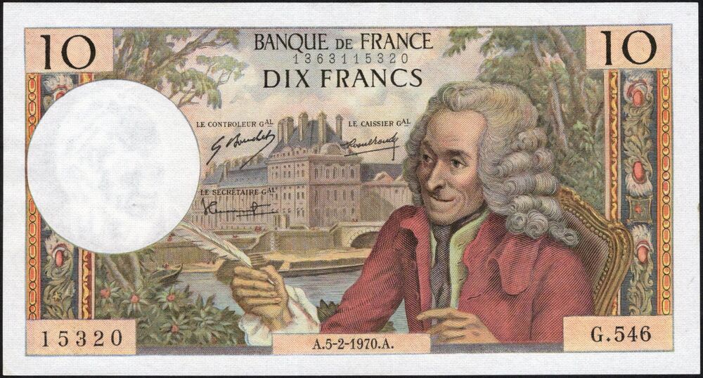 France - 10 Francs 1970 - Pick # 147c - XF (ph)