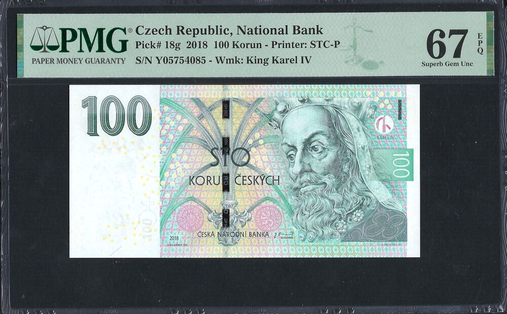 Czech Republic - 100 Korun 2018 - Pick # 18g - PMG 67 EPQ
