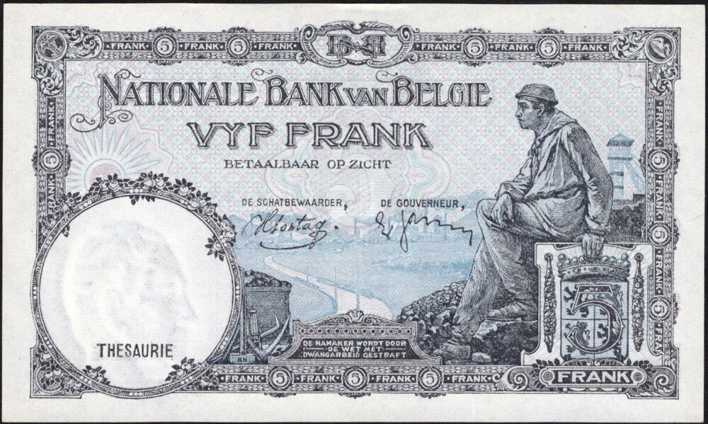 Belgium - 5 Francs 1938 - Pick # 108 - UNC-