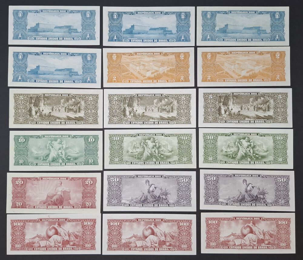 Brazil - Group of 18 notes - Mostly UNC