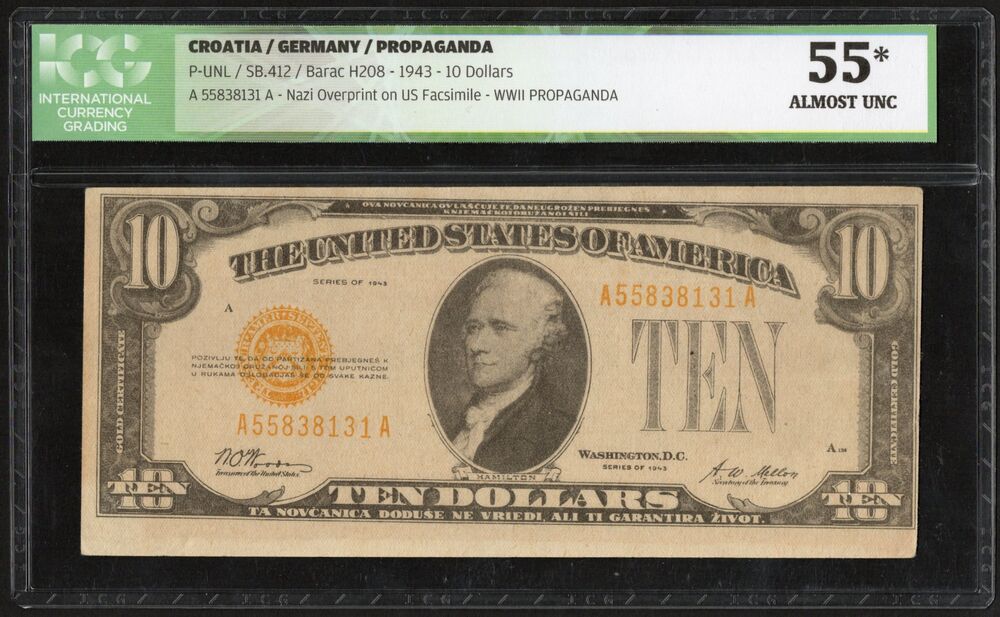 Croatia, Propaganda Issue - 10 Dollars 1943 - Pick # UNL - ICG 55 AU
