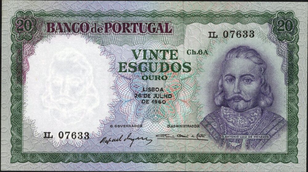 Portugal - 20 Escudos 1960 - Pick # 163 - AU