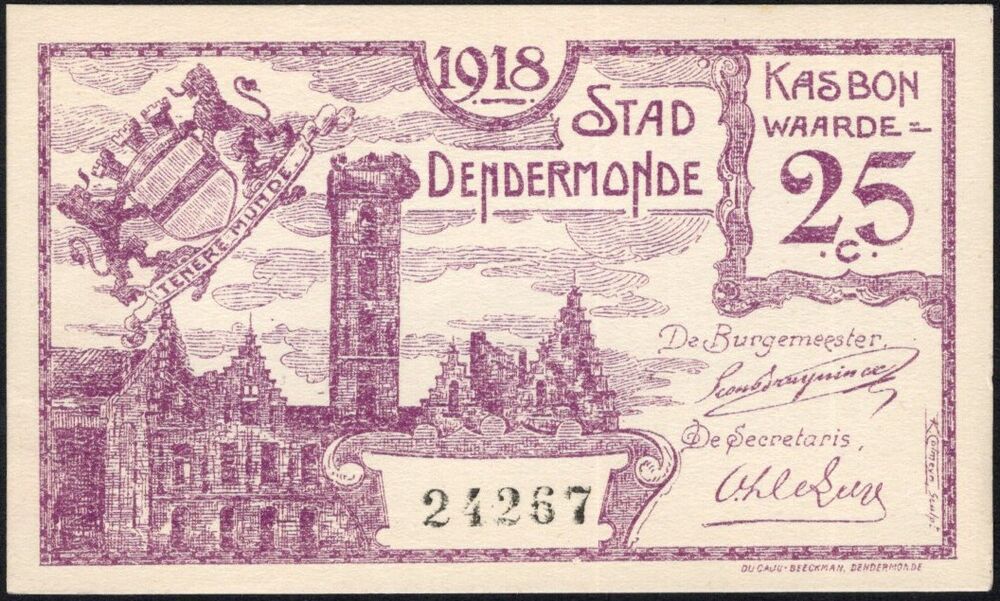 Belgium, Dendermonde - 25 Centimes 1918 - Pick # NL - AU