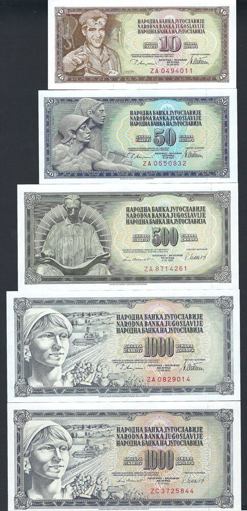 Yugoslavia - 5 Replacements 1978/1981 - UNC