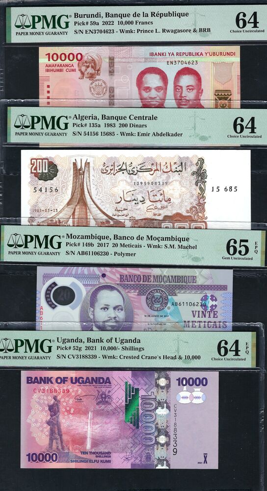 Group of 4 PMG graded notes, Africa (3)