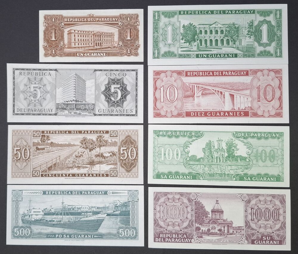 Paraguay - Group of 8 notes - AU/UNC