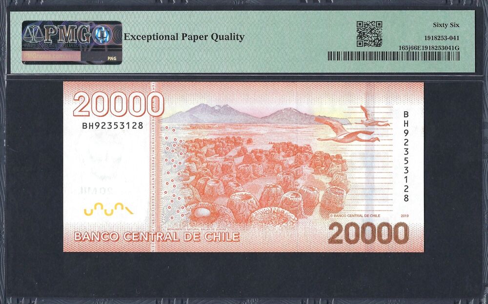 Chile - 20.000 Pesos 2019 - Pick # 165j - PMG 66 EPQ