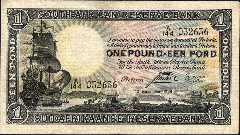 South Africa - 1 Pound 1944 - Pick # 84e - Fine