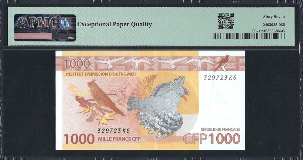 French Pacific Territories - 1000 Francs 2014 - Pick # 6 - PMG 67 EPQ