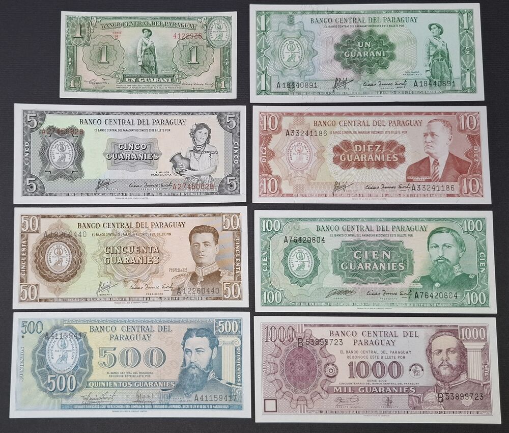 Paraguay - Group of 8 notes - AU/UNC
