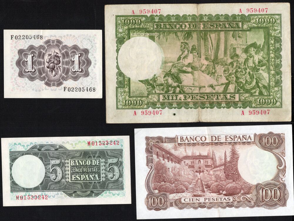 Spain - Group of 4 notes 1948-1970 - VF to AU