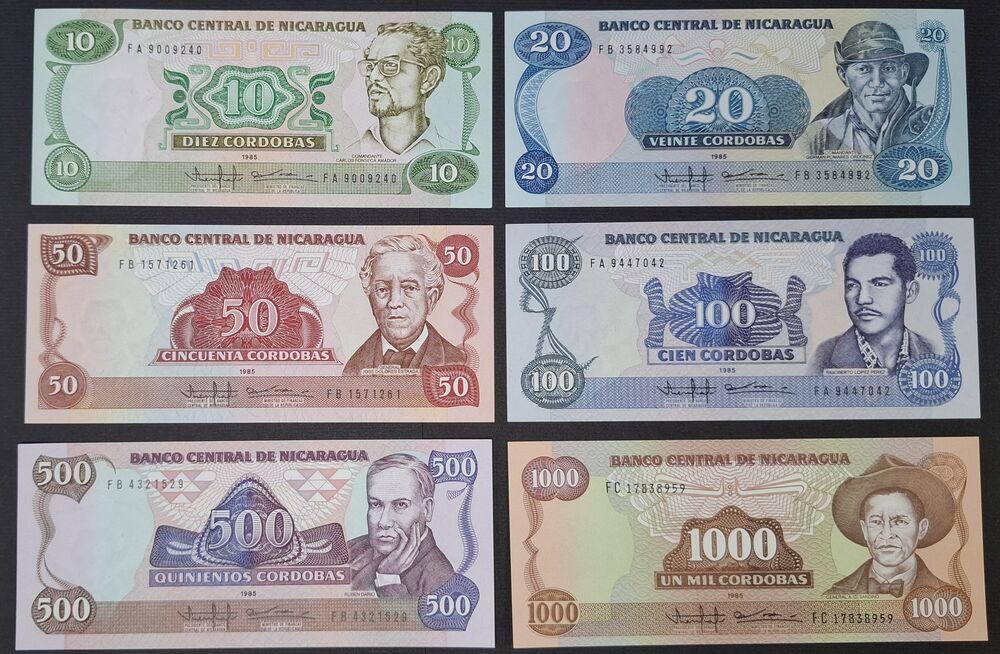 Nicaragua - Series of 6 notes 1985 - UNC