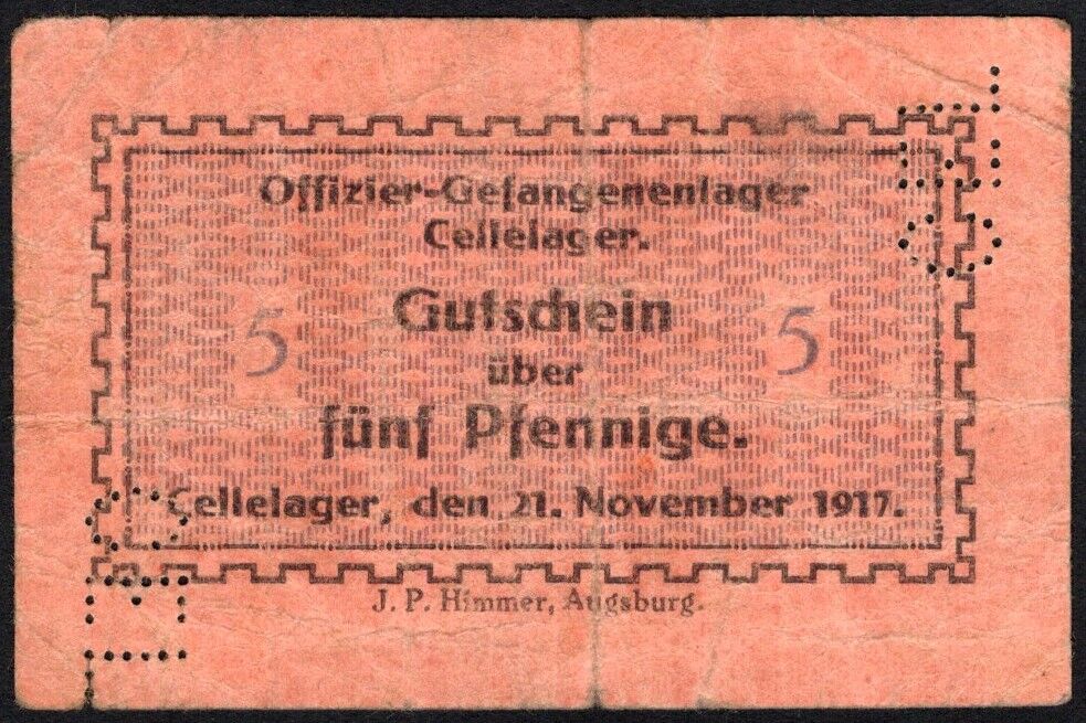 Germany, POW Camp Money - Cellelager, 5 Pfennig 1917 - Fine