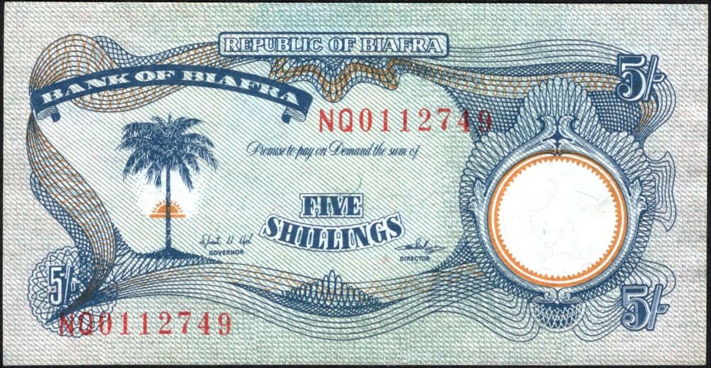 Biafra - 5 Shillings 1968 - Pick # 3a - XF