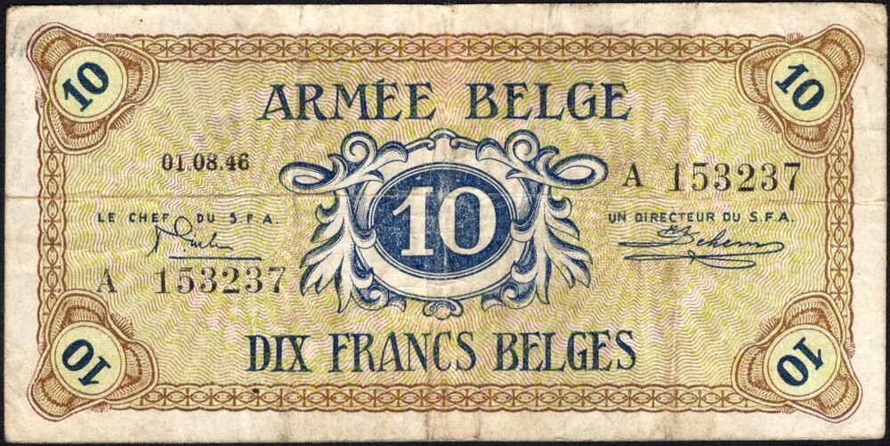 Belgium, Army - 10 Francs 1946 - Pick # M4 - Fine