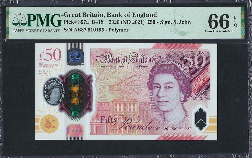 Great Britain - 50 Pounds 2020 - Pick # 397a - PMG 66 EPQ