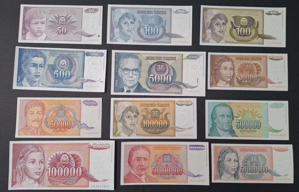 Yugoslavia - Group of 12 Replacements 1989/94 - UNC
