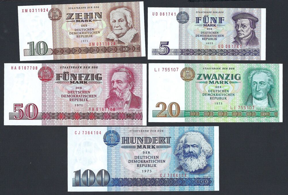 Germany - 5, 10, 20, 50 & 100 Mark 1971/75 - Pick # 27/31 - UNC