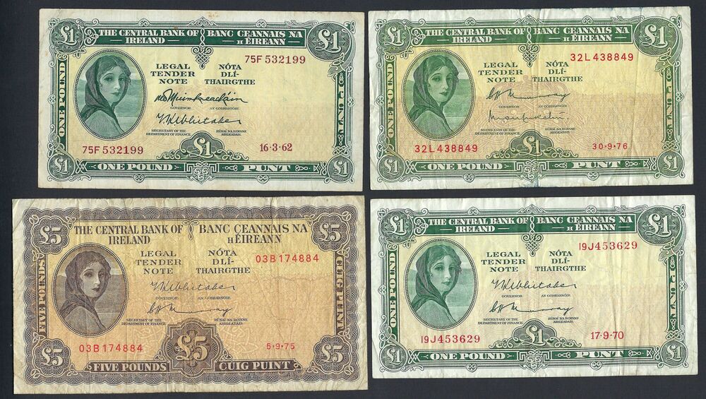 Ireland - 4 Lady Lavery notes - Circulated grades