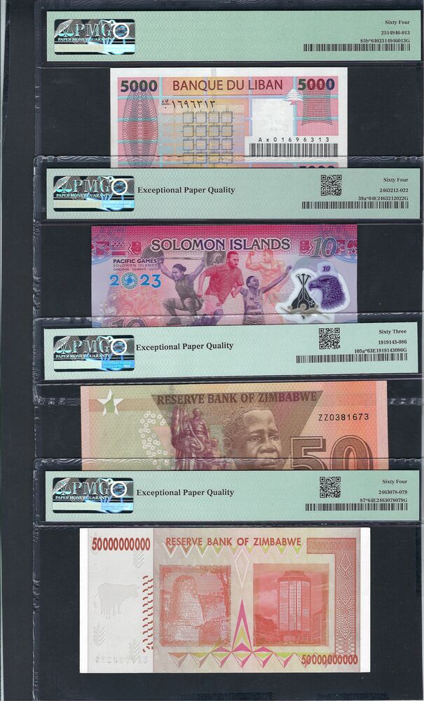 Group of 4 PMG graded notes, Africa (4)