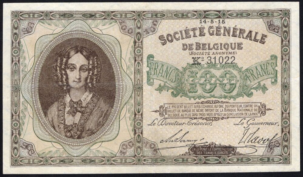 Belgium - 100 Francs 1915 - Pick # 90 - aVF