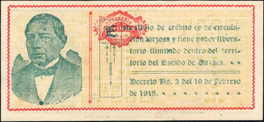 Mexico, Estado de Oaxaca - 1 Peso 1915 - Pick # S953 - XF
