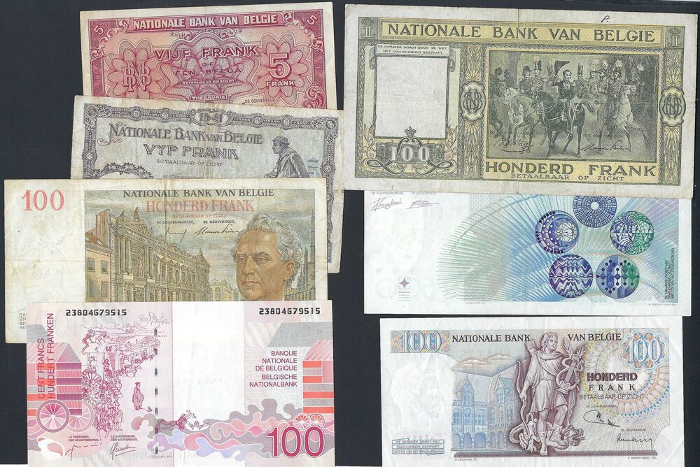 Belgium - Mixed lot of 7 banknotes 1938-1995