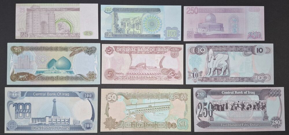 Iraq - 9 notes depicting Saddam Hussein - AU/UNC
