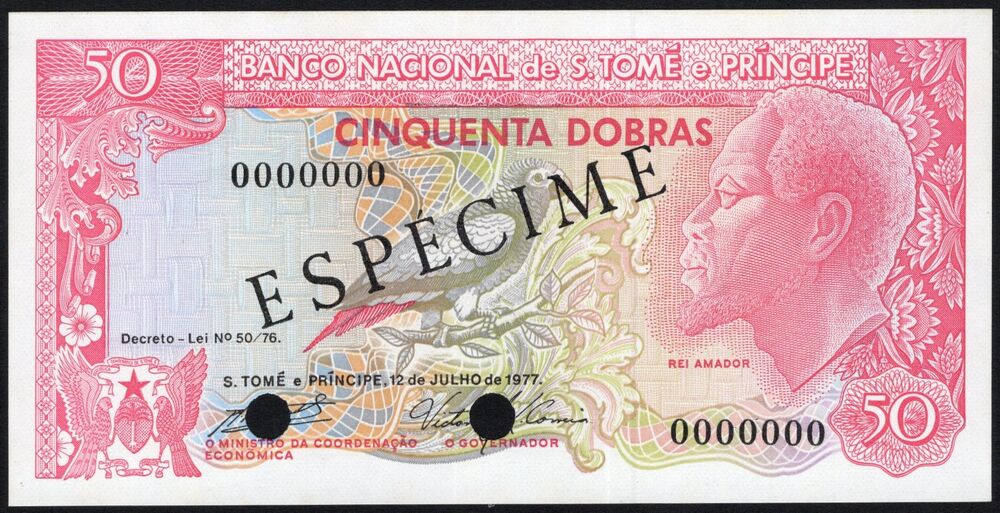 Saint Thomas - 50 Dobras 1977 - Pick # 52s - Specimen - UNC-