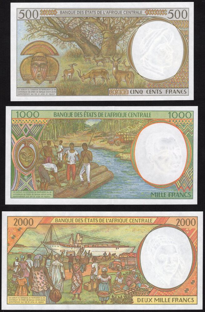 Congo, Republic - 500, 1000 and 2000 Francs 2000 - Pick # 101Cg, 102Cg, P103Cg - UNC