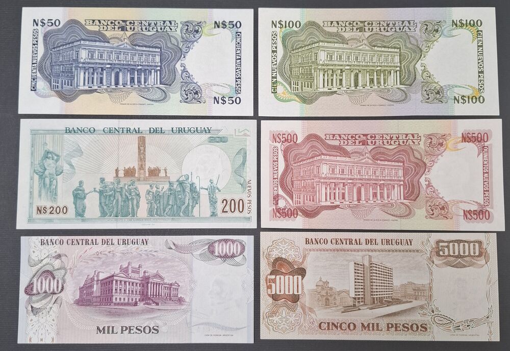 Uruguay - Group of 6 notes - UNC