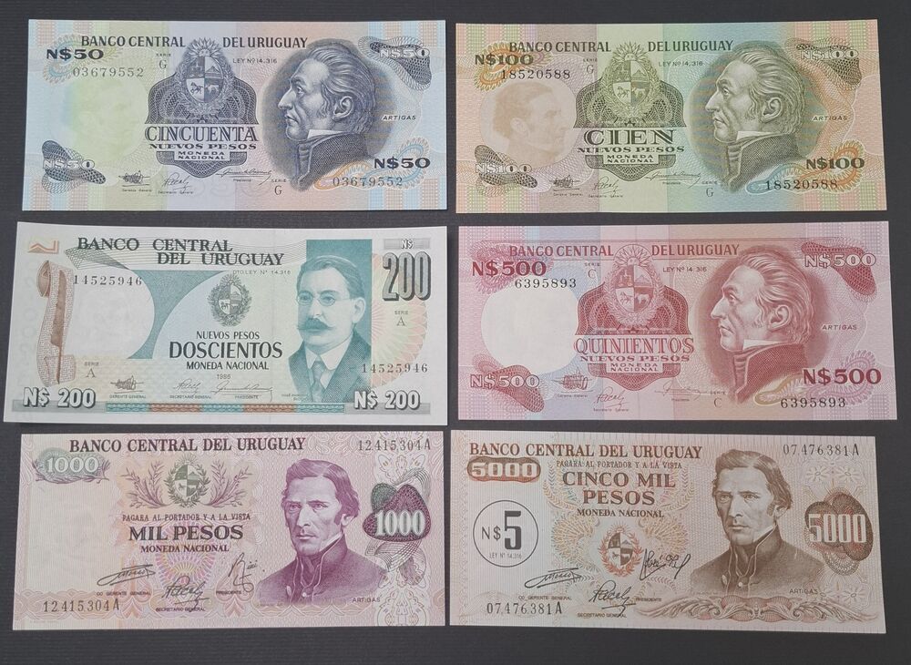 Uruguay - Group of 6 notes - UNC