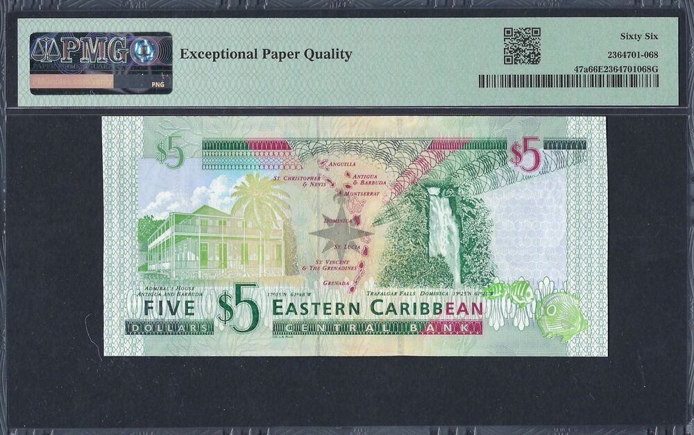 East Caribbean States - 5 Dollars 2008 - Pick # 47a - PMG 66 EPQ