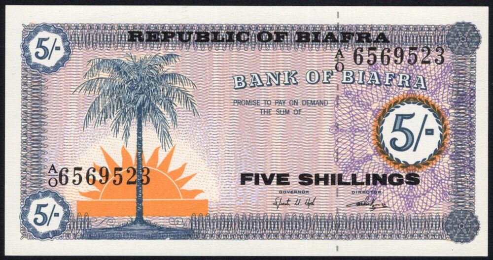 Biafra - 5 Shillings 1967 - Pick # 1a - UNC