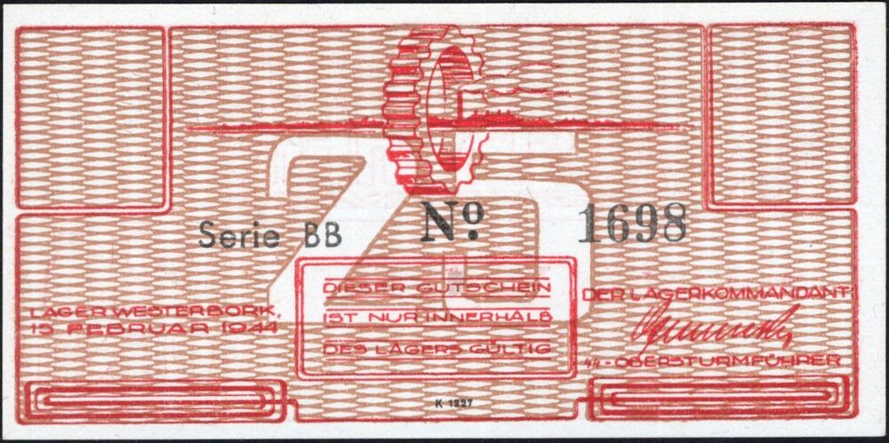 Netherlands, POW Camp Money - 25 Cent 1944 Westerbork - Pick # NL - UNC