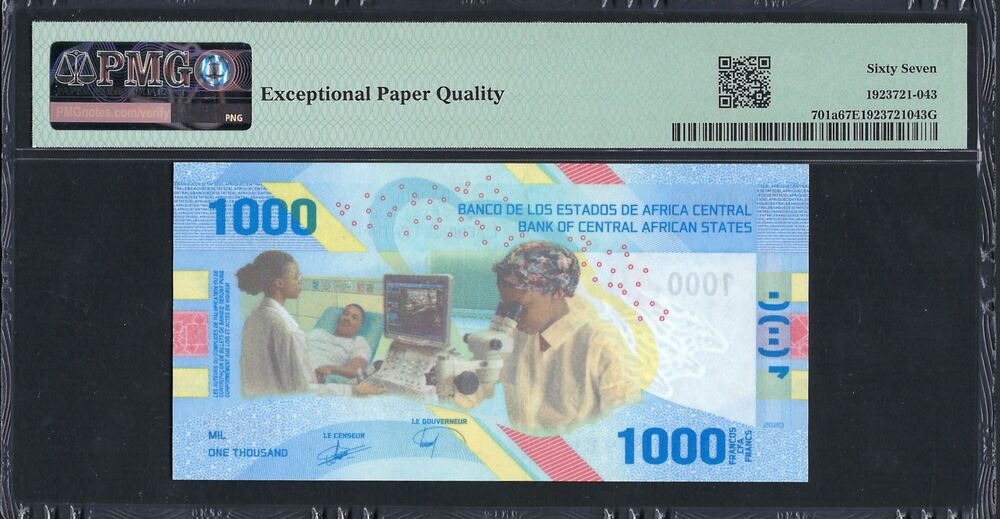 Central African States - 1000 Francs 2020 - Pick # 701a - PMG 67 EPQ