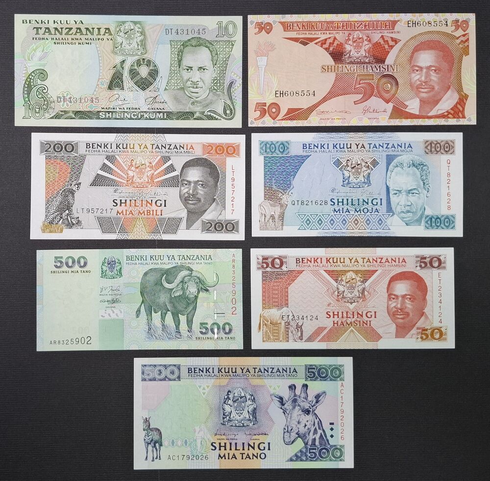 Tanzania - Group of 7 notes 1978/2003 - UNC