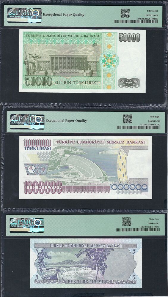 Turkey - Group of 3 PMG graded notes