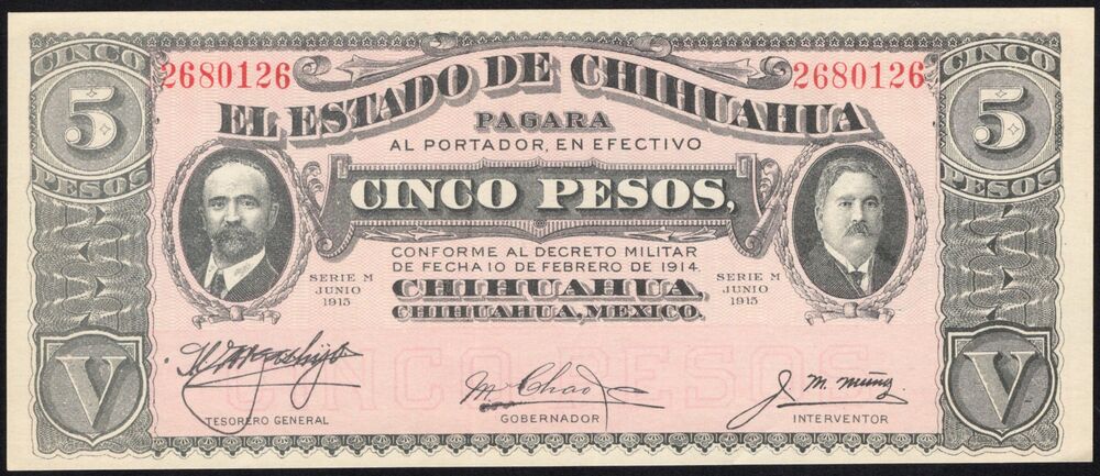 Mexico - 5 Pesos 1915 - Pick # S532 - UNC-