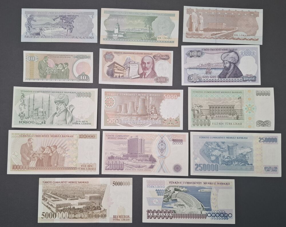 Turkey - Group of 14 notes depicting Atatürk  - UNC