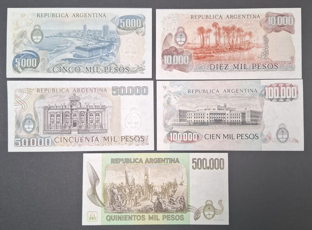Argentina - Group of 5 notes - AU/UNC