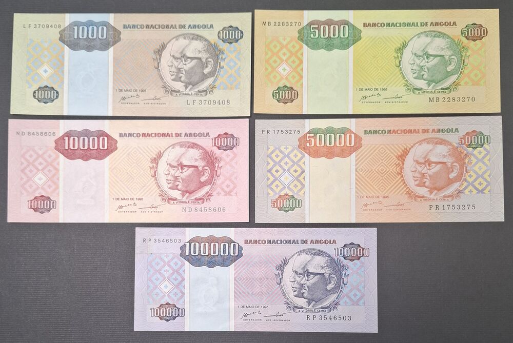 Angola - 5 notes, Series of 1995 - AU/UNC