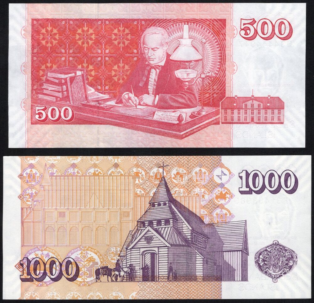 Iceland - 500 & 1000 Kronur 2001 - Pick # 58 and 59 - UNC