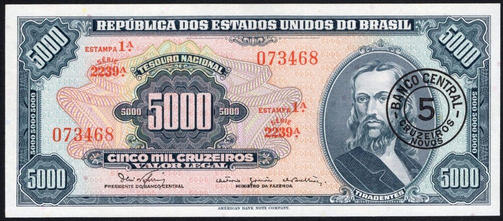 Brazil - 5000 Cruzeiros 1966/1967 - Pick # 188b - UNC