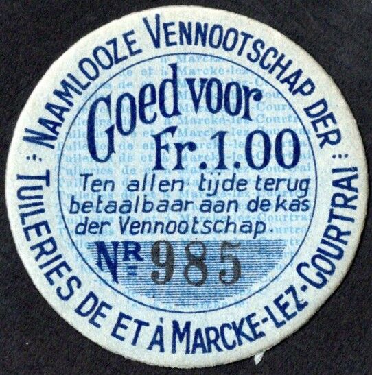 Belgium, Marcke - 1 Franc WWI - Pick # NL - AU