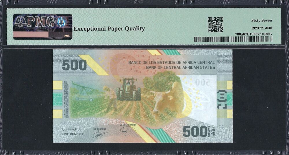 Central African States - 500 Francs 2020 - Pick # 700a - PMG 67 EPQ
