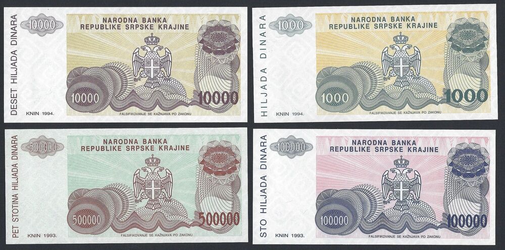 Croatia - 4 x Remainder without serial number - UNC