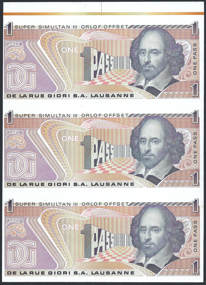 De La Rue Giori - Sheet of 3 Test Notes - AU