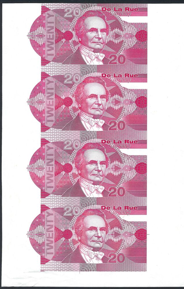 Great Britain - De La Rue sheet of 4 Test Notes - XF/AU