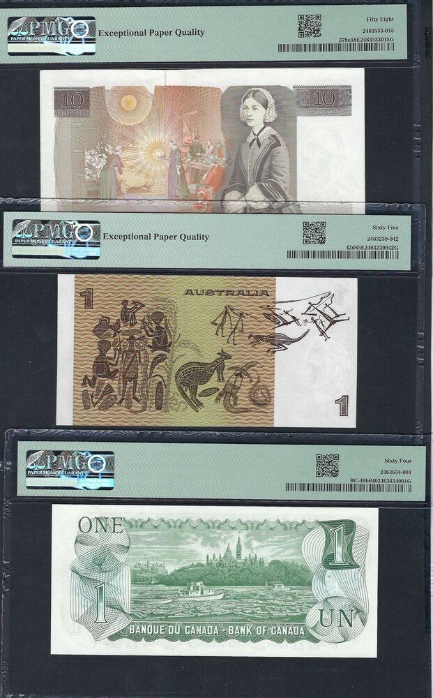 Queen Elizabeth - Group of 3 PMG graded notes